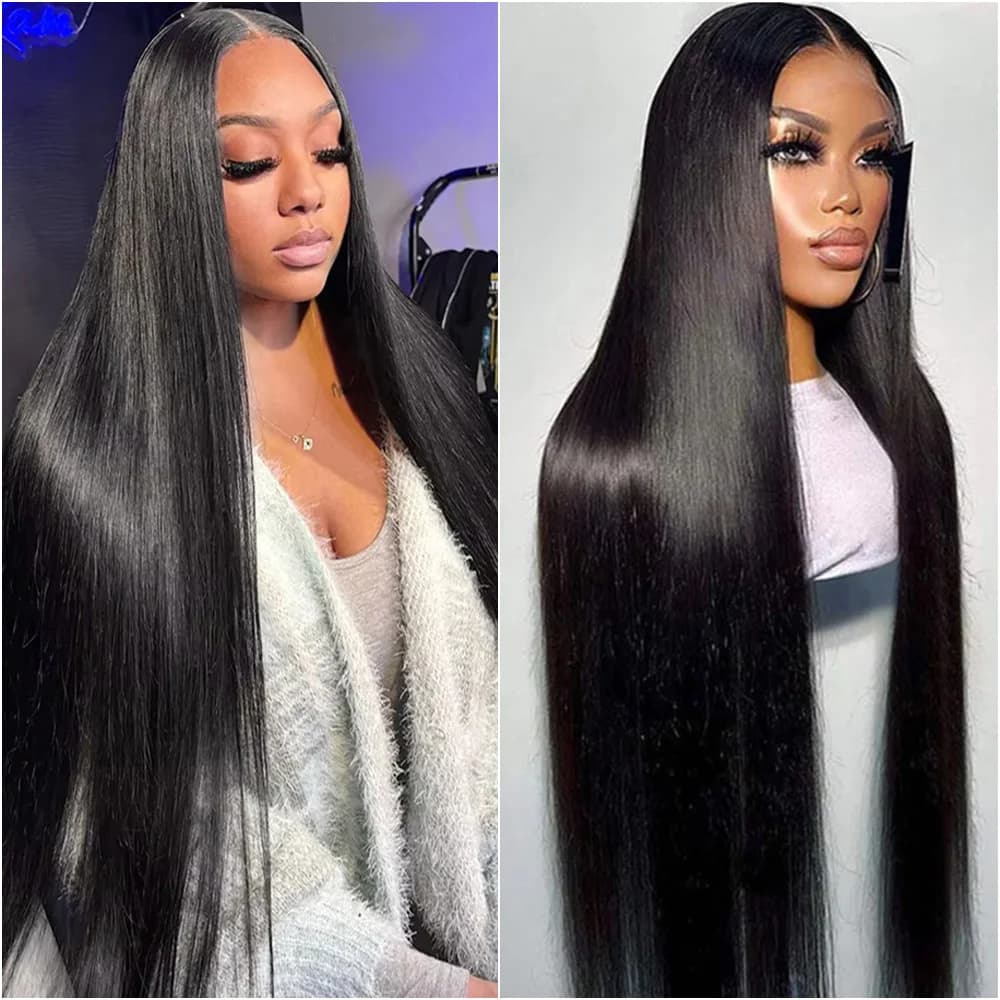 Natural Black Bone Straight Lace Wig Made from 100% Human Hair, 13x6 HD Lace Frontal Wig, 5x5 13x4 HD Lace Front Wig for Women.