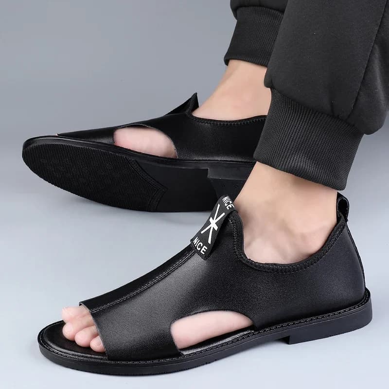 Summer  Men's Sandals Genuine Leather Sandals Men Beach Shoes Sandals Men Casual Shoes 2024 New