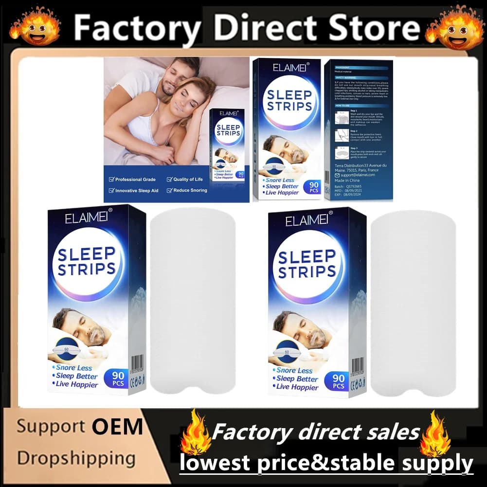 ELAIMEI Anti-Snoring Sleep Strips Disposable Gentle Mouth Tape for Better Nose Breathing Reduce Mouth Dryness Sore Throat