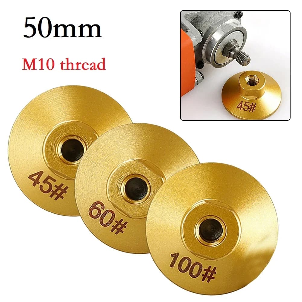 2 Inch 50mm Brazed Flat Grinding Head Abrasive Polishing Stone Marble Quartz Granite Cobblestone Grinding Wheel M10 Thread