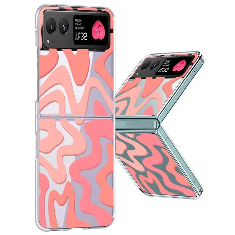 Stripe Pattern Clear Hard Phone Case For Motorola Razr 40 50 Ultra Fall Protection Folding Cover For Moto 40Ultra Razr40 Razr50