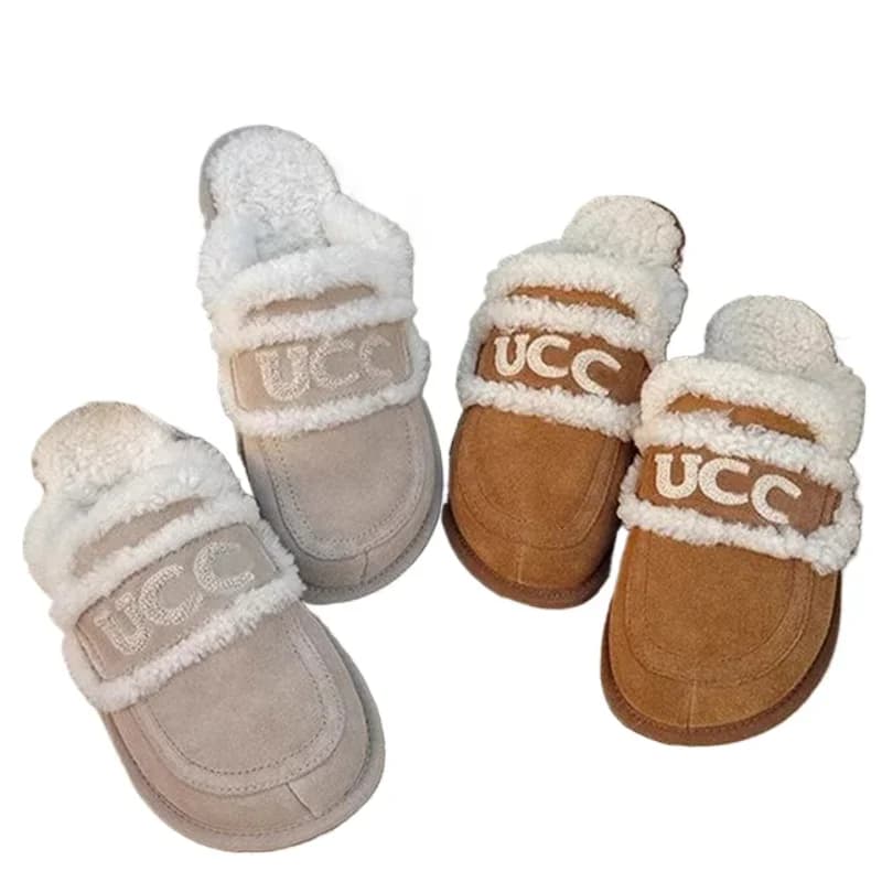 SyfIyno Women Plush Fur House Slippers Boots Fashion Non-Slip Indoor Boots Female for Home Use Luxury Thick Flats Outdoor Shoes