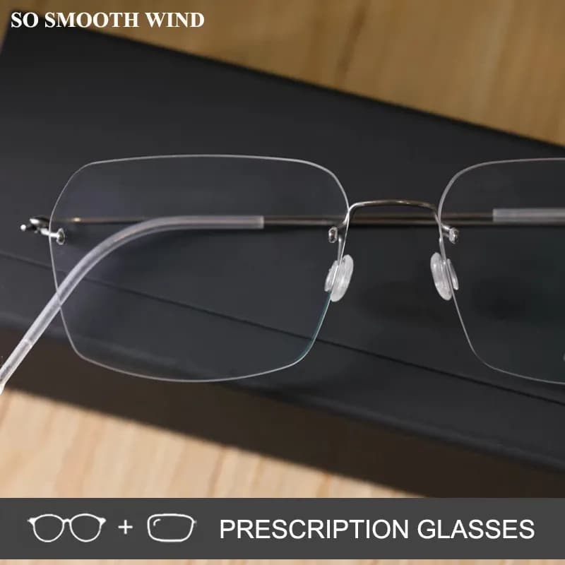 Denmark Rimless Prescription Glasses Frame Ultralight Screwless Men Business Square Optic Eyeglasses Male No Rim Spectacles 2539