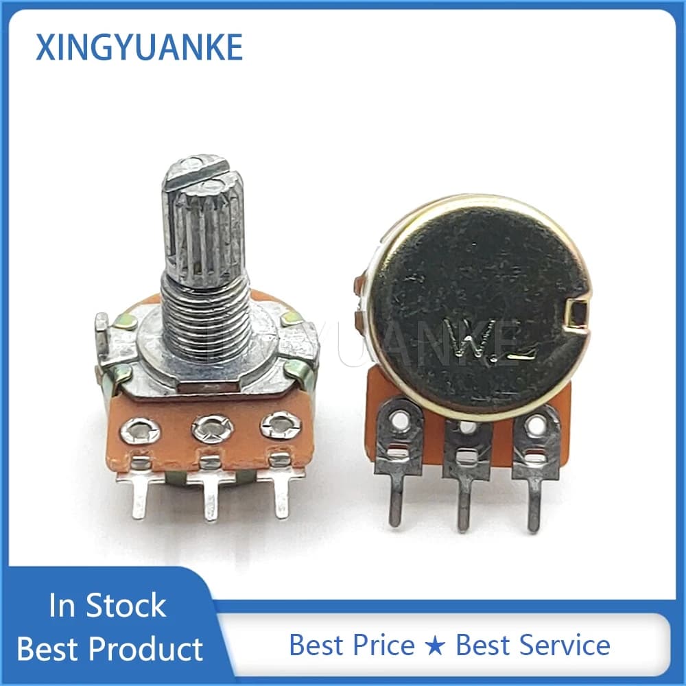 5PCS WH148 Type Single 3-Pin A10K A50K C500K Amplifier Audio Volume Adjustable Potentiometer Flower Shaft Length 15mm