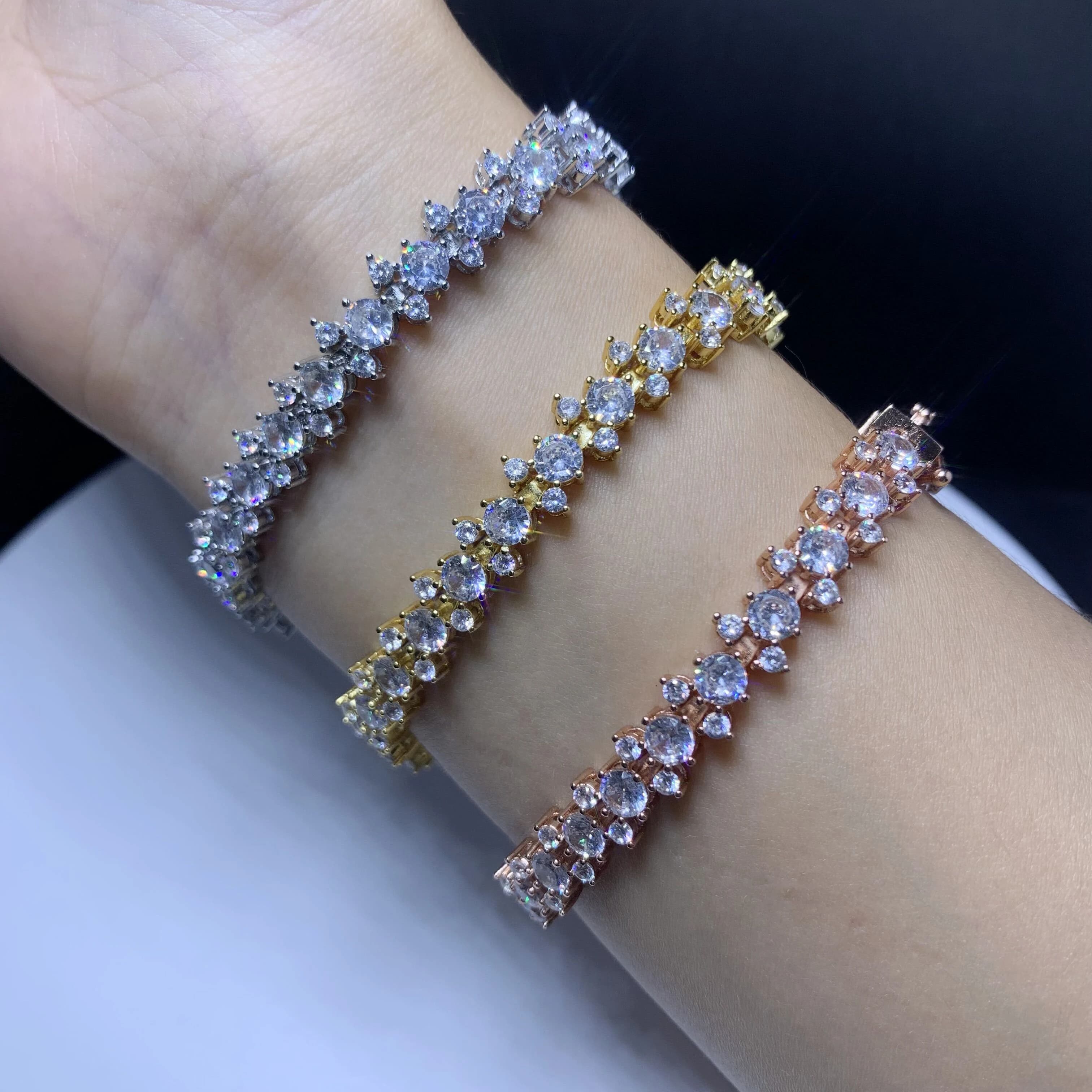 5A Cubic Zirconia Cute Lovely Girl Women Jewelry Panda Charm Link Tennis Chain CZ Bracelet