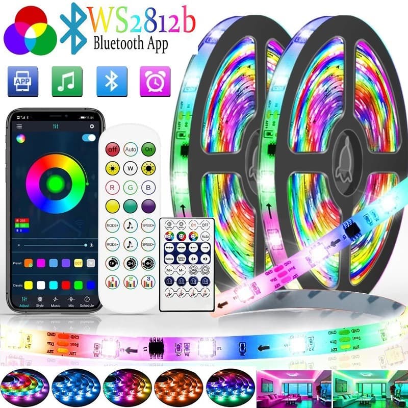 DC5V WS2812B Led RGB Strip Bluetooth Music Sync RGBIC Chasing Dream Color USB 5050 LED Strip Light Flexible Tape Diode Ribbon