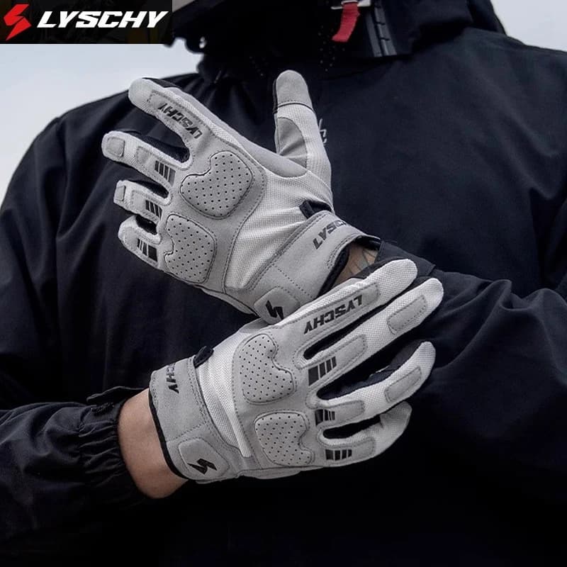 LYSCHY Motorcycle Gloves Men Women Summer Breathable Motocross Riding Gloves Anti-fall Wear-resistant Luvas Touch Screen Guantes