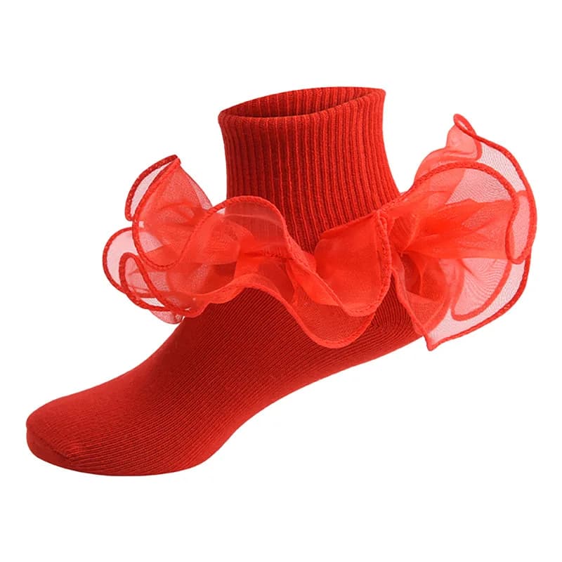 Toddler Baby Girls Ruffle Socks Soft Double Lace Frilly Socks Princess Ankle Socks Kids Cute Socks
