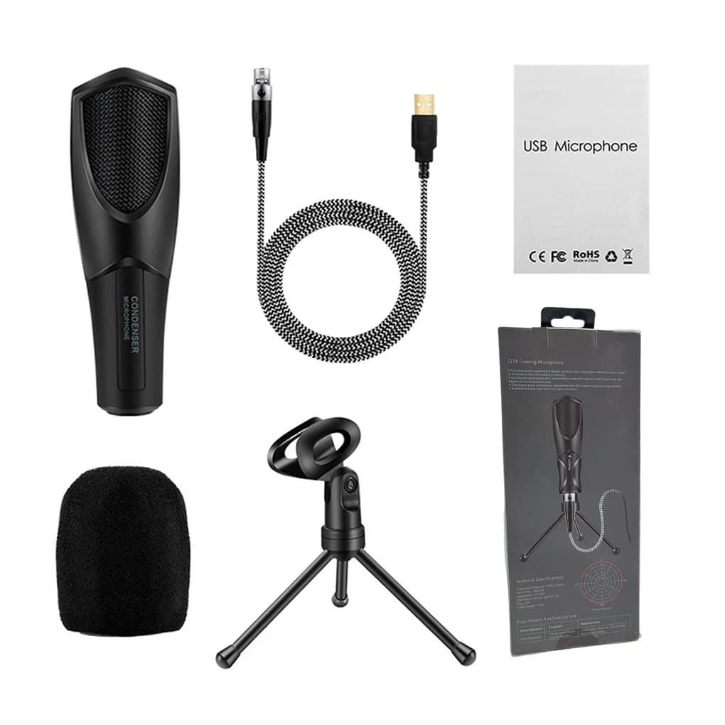 USB Condenser Desktop Microphone Computer Notebook Voice Chat Conference Speech Singing Stand Studio Mic