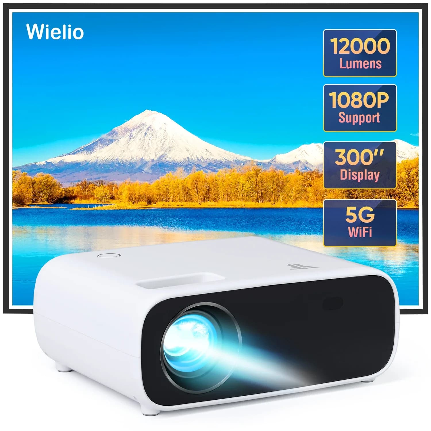 Ultimate Home Theater Projector-Native1080P,5GWIFI wireless connection,Compatible with HDTV, AV,Smartphones/Tablets/Laptops
