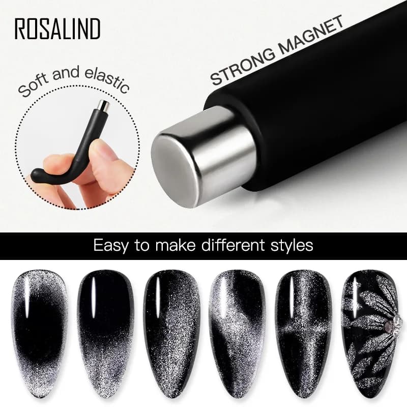 ROSALIND Nail Art Magnet Stick Cat Eyes Magnet for Nail Gel Polish 3D Line Strip Effect Strong Magnetic Pen Tools Gel Varnish