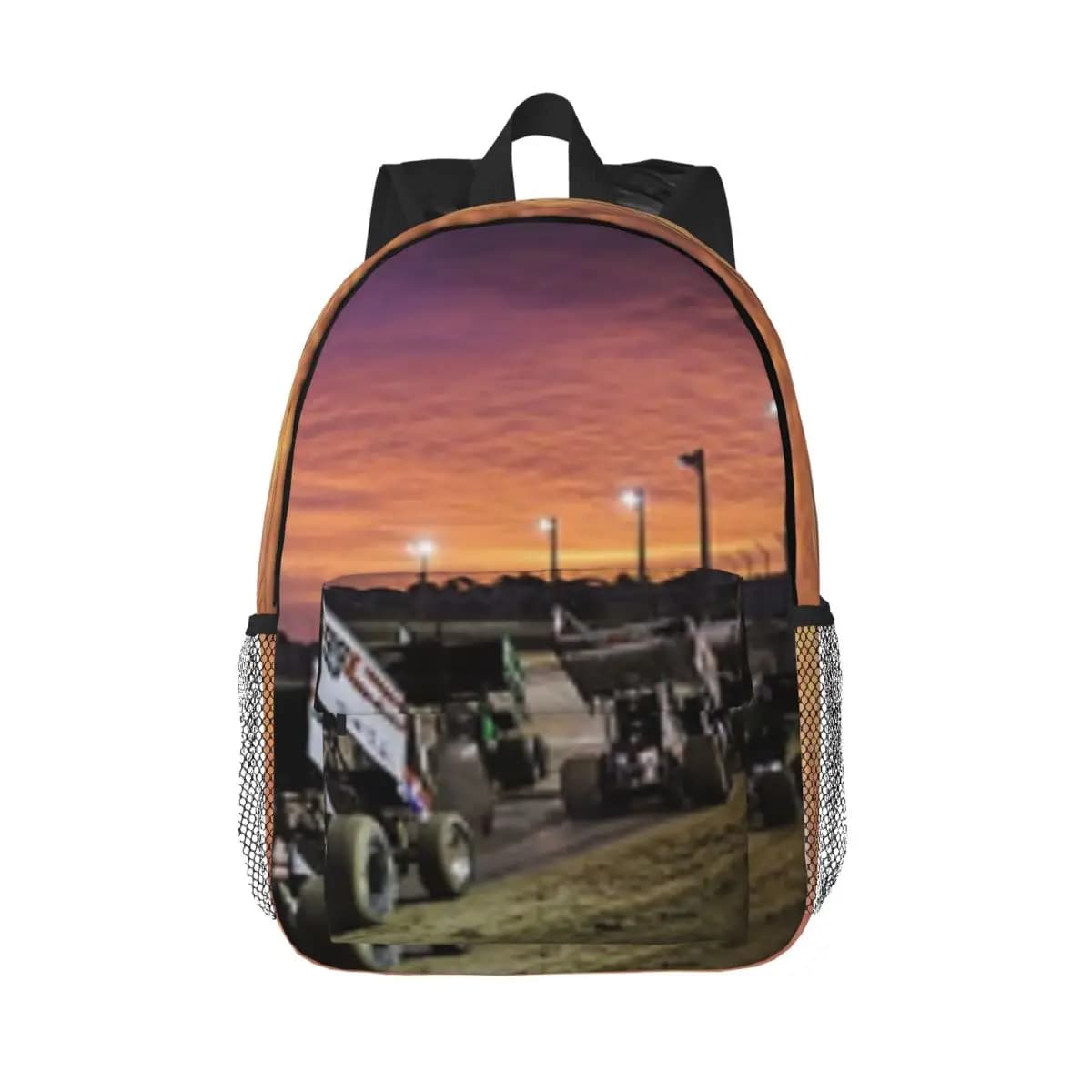 Sunset At The Speedway Track. Printed Lightweight Casual Schoolbag For School, Outdoor, Shopping, Office 15inch