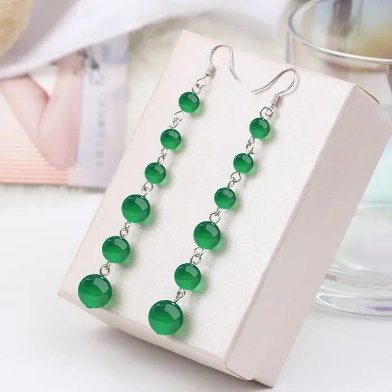 Jade Bead Earrings Charms Jewelry Charm Amulets Fashion Carved Real Women 925 Silver Gift Chinese Stone Energy Green Natural