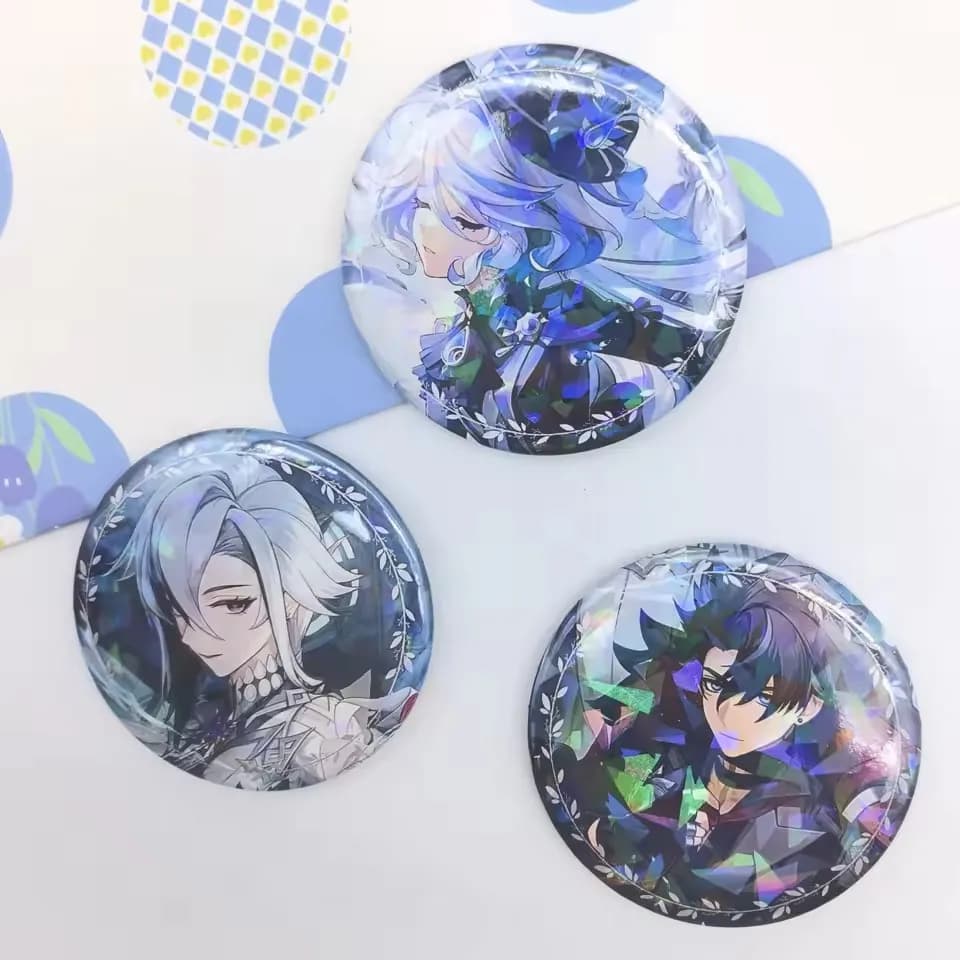 Game Genshin Impact Arlecchino Scaramouch Pretty Anime Badges Brooches Knapsack Clothes Pins Decorations Boy Birthday Gifts ﻿