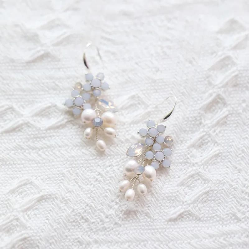 Freshwater Pearls Bridal Earrings Wedding Jewelry Silver Color Handmade Women Drop Earring
