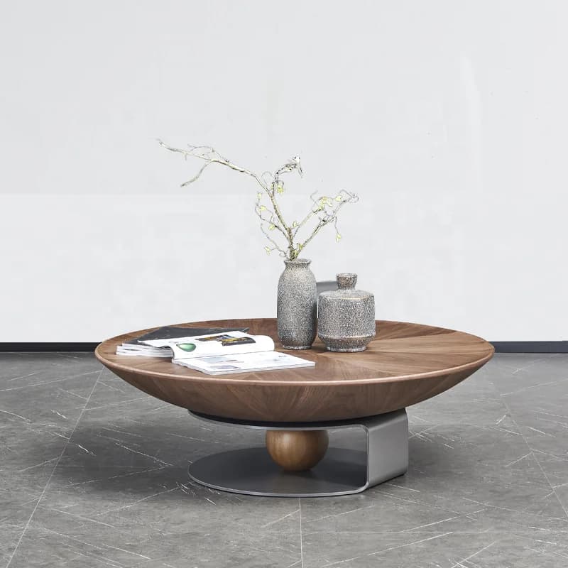 European Design Wooden Coffee Tables Elegant Modern Art Round Console Table Set Unique Center Table
