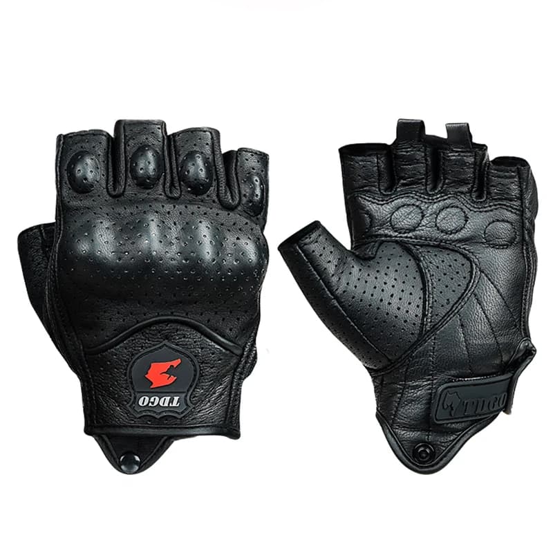 Summer Motorcycle Fingerless Gloves Accessories Goatskin Leather Half Finger Gloves Motocross Gant Moto Guantes Moto Verano