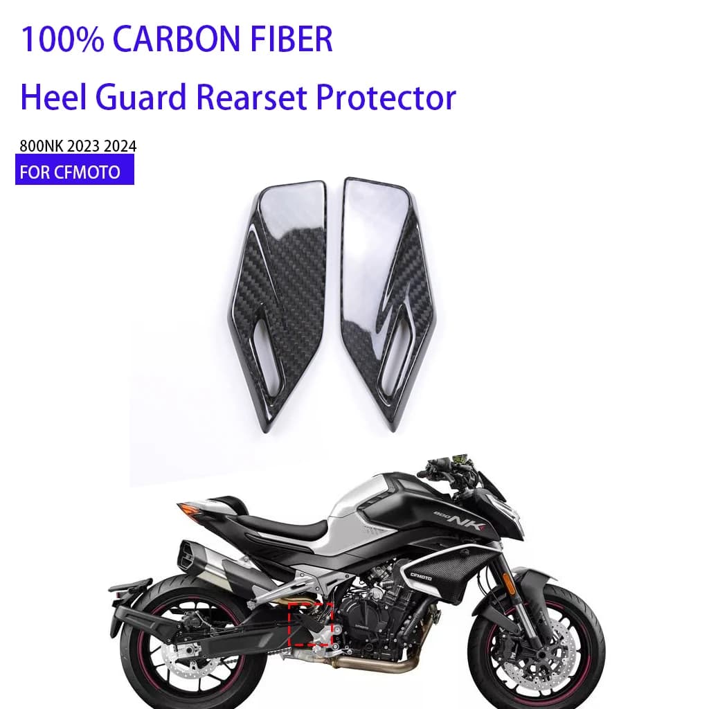 New For CFMOTO 800NK 2023 2024 Accessories Motorcycle 100% Pure Carbon Fiber Heel Guard Cover Rearset Protector Rear Footrest