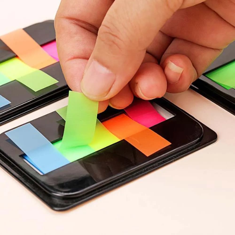 3packs/300pcs PET Fluorescent Five-color Note Paper Drawing Design Is Easy to Use for Notes, Office, Message