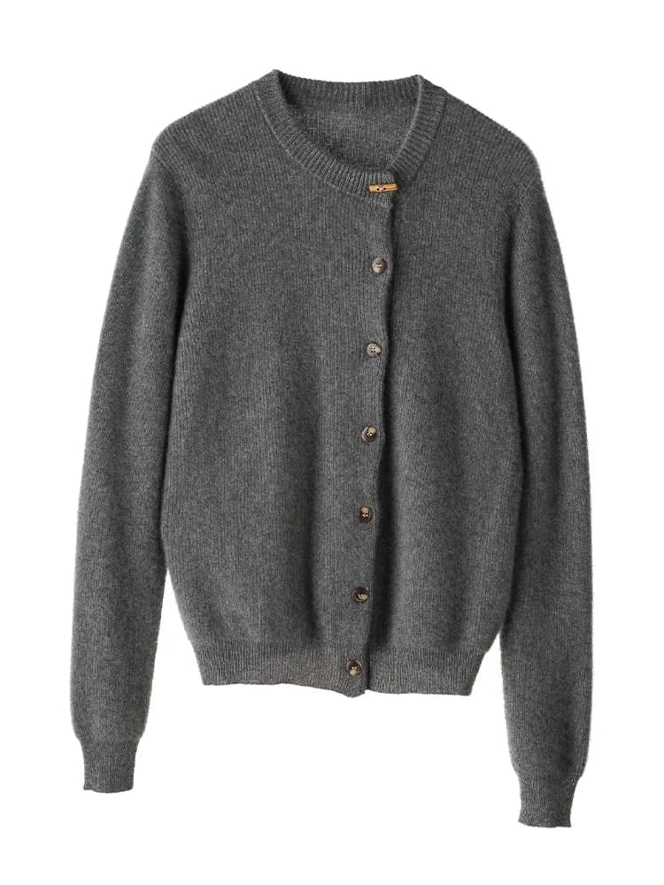 Star Style Buttoned Designed Women's 100% Cashmere Cardigan Sweater O-Neck Knitwear Autumn Winter Soft Warm Cashmere Jacket Coat