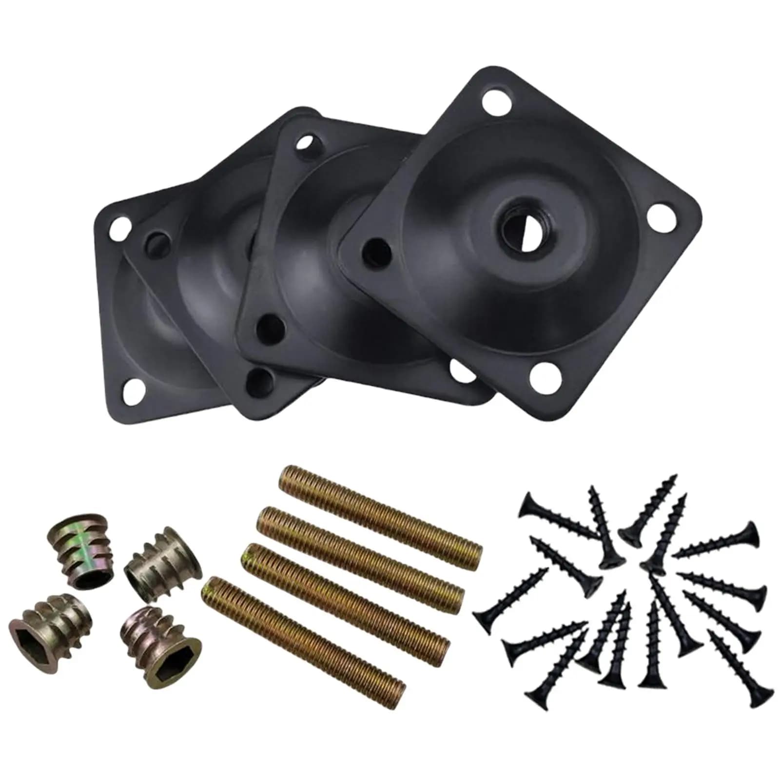 4Pcs Leg Fixing Plates, 5/16"Hanger Dags Screws Accessory for Stool Ottomans Bed