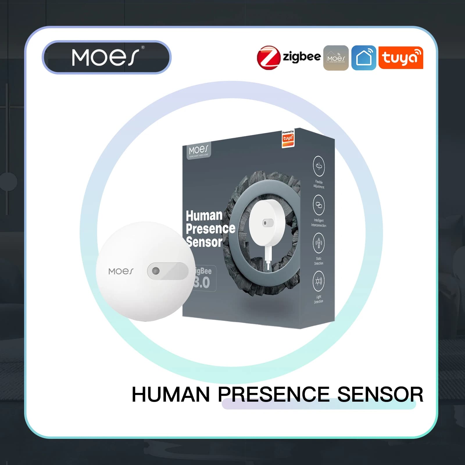 MOES ZigBee Human Presence Sensor Detector Radar Wave Detection Sensor for Home Security Tuya Smart Human body Exists Sensor