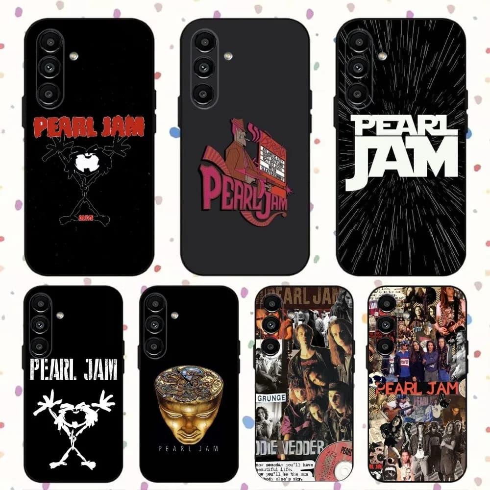P-Pearl Jam R-Rock Band  Phone Case For Samsung S24,S21,S22,S23,S30,Ultra,S20,Plus,Fe,Lite,Note,10,9,5G Black Soft Cover