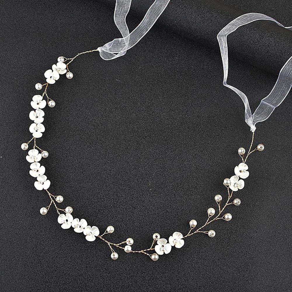 Elegant Flower Pearl Wreath Headband Bride Wedding Dress Accessories Garland Headdress Bride Hair Band Hairvine Wedding Jewelry