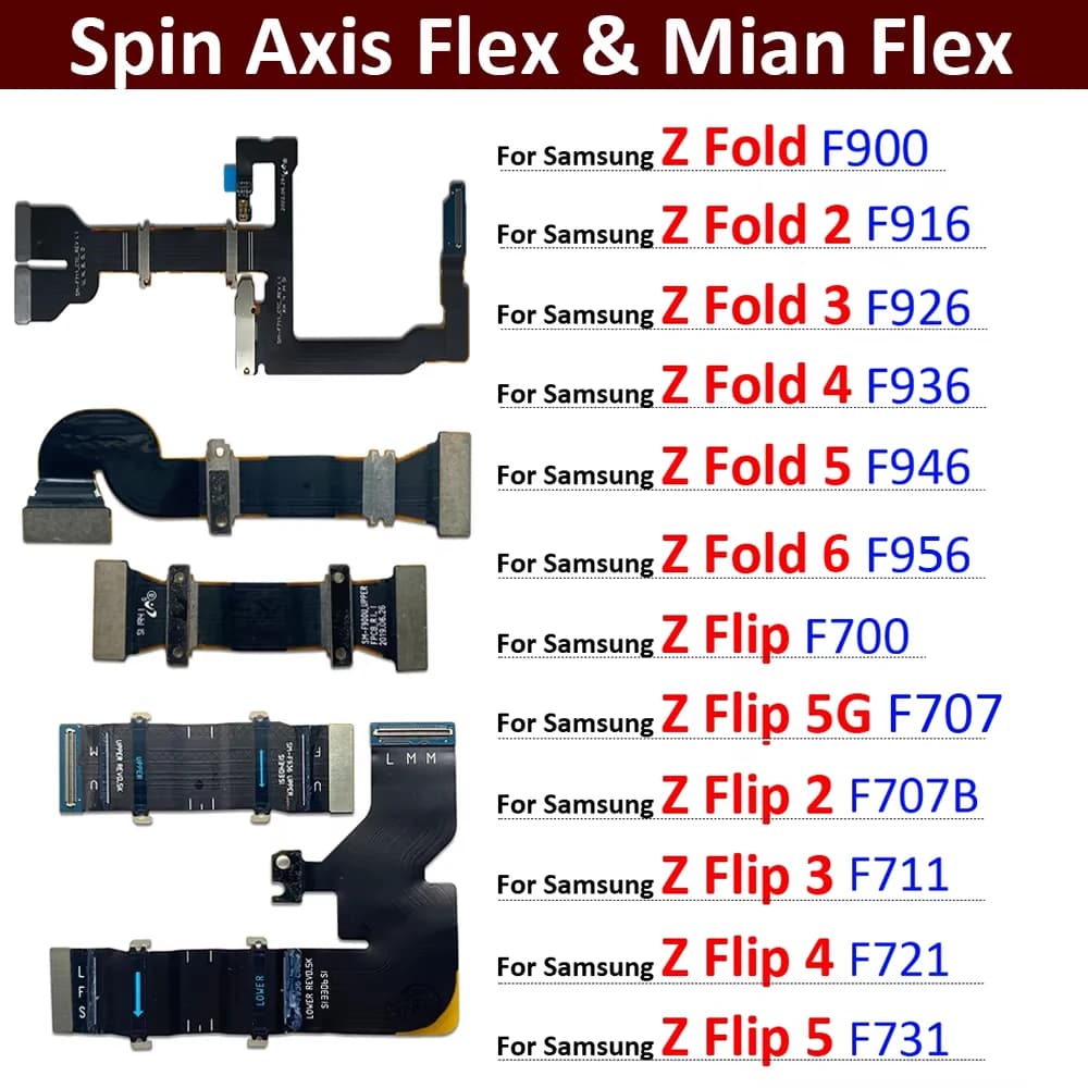New Spin Axis Flex For Samsung Z Fold 1 2 3 4 5 6 MainBoard Connector LCD Display USB Flex Cable For Samsung Z Flip 1 2 3 4 5