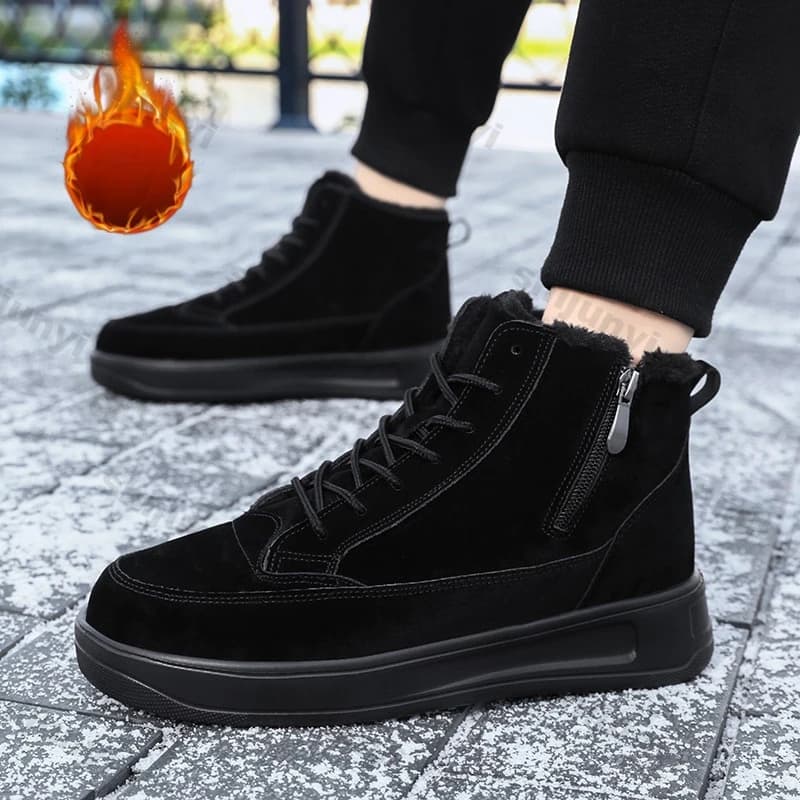 Men Snow Boots Winter New Plush Cotton Shoes Cold Snow Resistant Cotton Boots Couples Outdoor Casual Shoe Fashion Short Booties