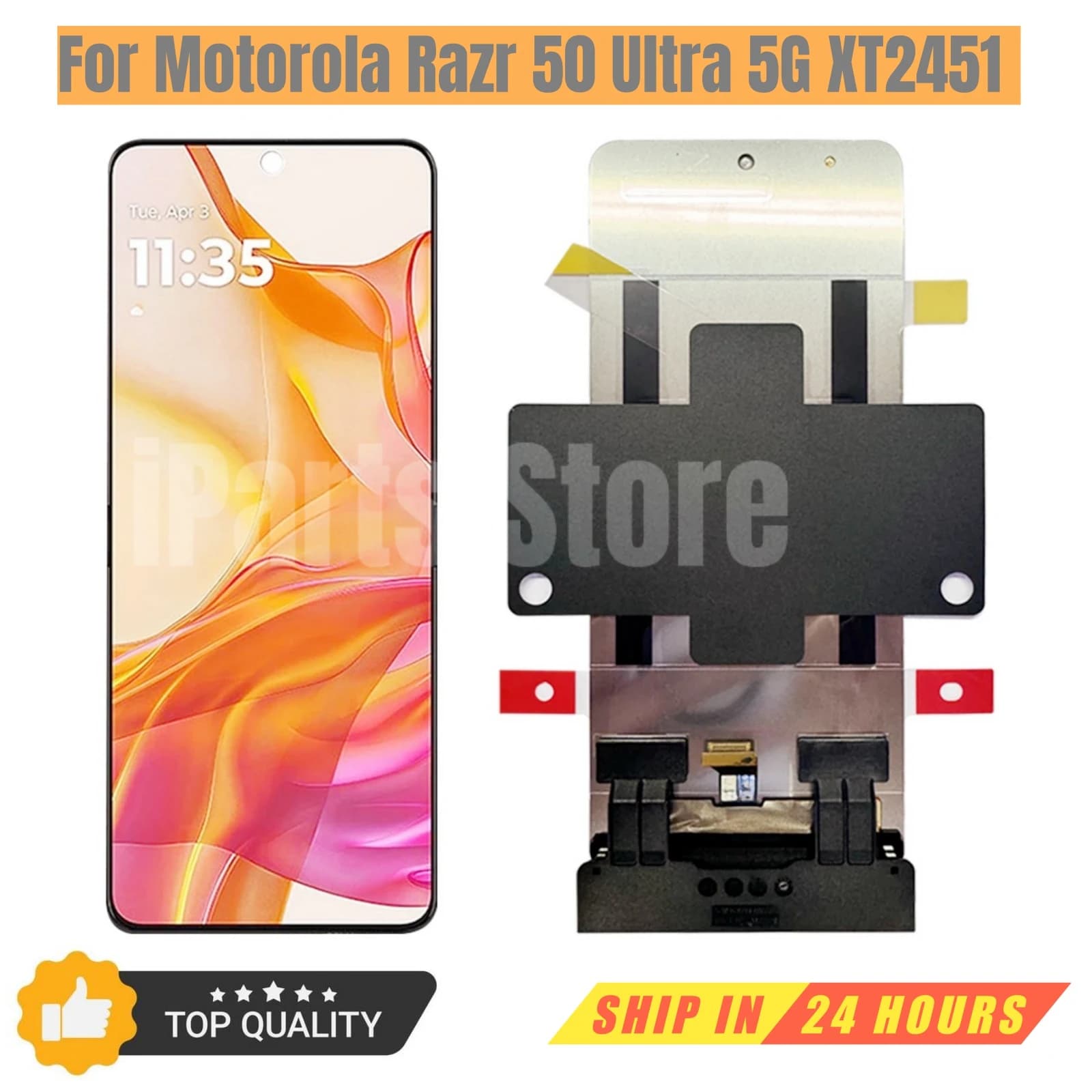 iParts Replacement New Foldable AMOLED Display Touch Screen Assembly For Motorola Razr 50 Ultra 5G XT2451 Razr5 OEM Parts