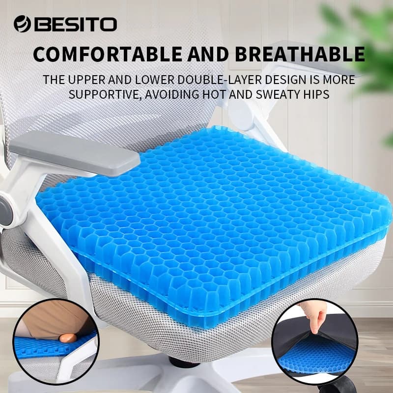 Gel Seat Cushion Summer Breathable Honeycomb Design For Pressure Relief Back Tailbone Pain - Home Office Wheelchair Chair Cars