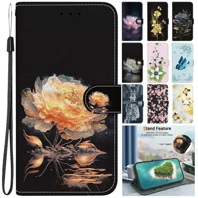Leather Flip Case For LG Velvet 5G 6.8" Case Luxury Flower Wallet Clip Cases on For LG Velvet V40 ThinQ Stylo 7 6 5 Shell Fundas