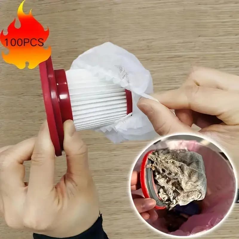100pcs Disposable Vacuum Cleaner Filter Protective Cover - Washable Non-woven Fabric For Handheld Vacuum Cleaner