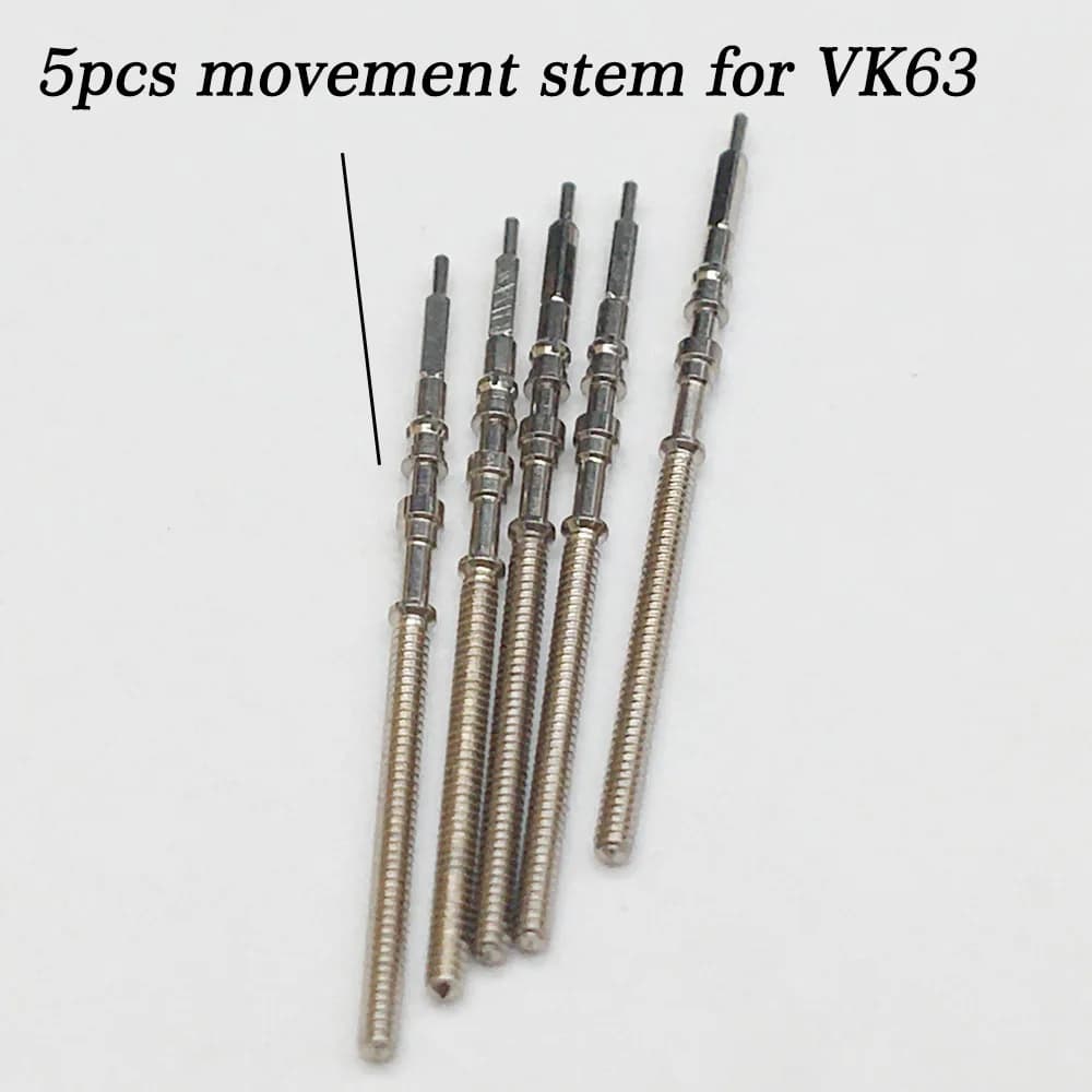 Stainless Steel 5pcs Watch Quartz Movement Winding Stem for VK63 VK63A Mechanism