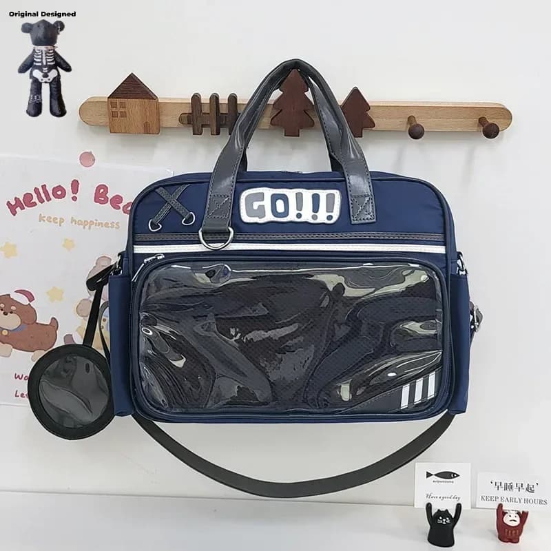 Teenager Girls Crossbody Bags PU JK Handbags Transparent Ita bag DIY Personality Display Women Leather Shoulder Bag Bolso