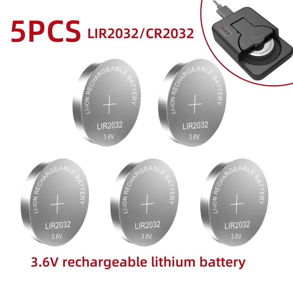 2-50PCS LIR2032  Rechargeable Lithium  Battery 2032 charging Can Replace 3.6v 40mAH CR2032 for watches Coin Battery