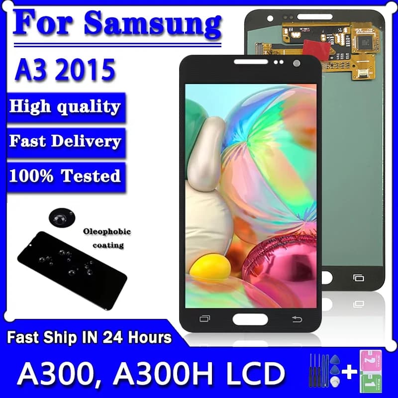 Super AMOLED For Samsung A3 2015 A300 A300X A300H A300F LCD Display Touch Digitizer Screen Assembly Replacement