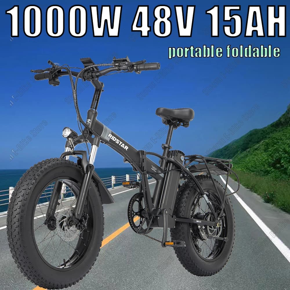 Mountain Electric Bike G20 1000W Powerful Motor 48V15AH Battery 20*4.0 Inch Tire Foldable Beach Off-Road E-bicycle Adult E-Bike