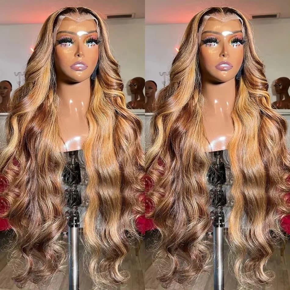 Highlight Wig Human Hair 13x4 Lace Frontal Wig 30 Inch Colored Human Hair Wigs For Women Honey Blonde Body Wave Lace Front Wig