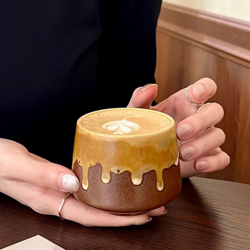 Retro handmade ceramic  coarse pottery kung fu tea  kiln change concentrated coffee latte drinking cup