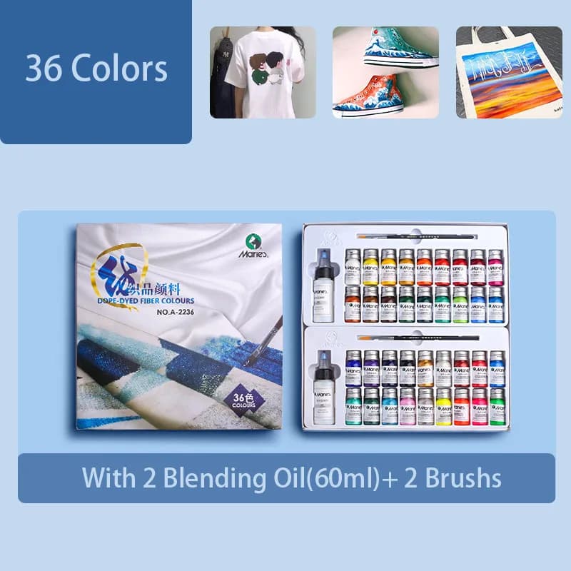 36 Colors Dope-Dyed Fiber Permanent Fabric Paint Set Textile Acrylic Paints for Clothes Canvas Waterproof