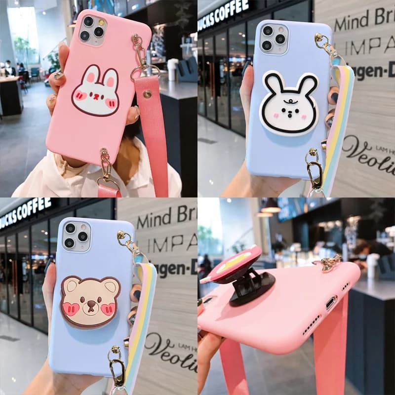 Cartoon Cute Rabbit Bear Bracket Case For Huawei Nova 12 Pro 11 Ultra 10 SE 9Z 8i 7i 6 SE 5T 5Z Stand Holder Cover