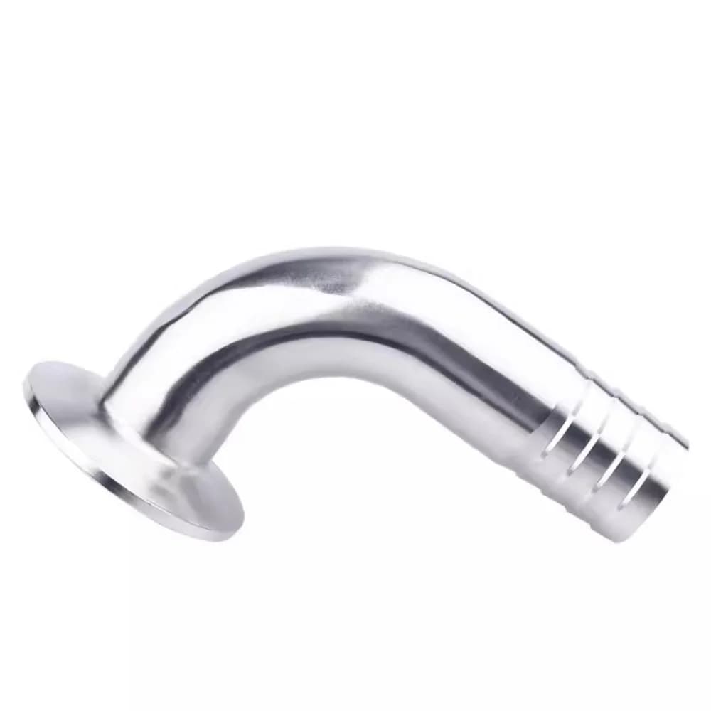 Tri Clamp 2"(51mm) OD 64mm Ferrule 90 Degree Elbow SS304 Sanitary Hose Barb Pipe Fitting