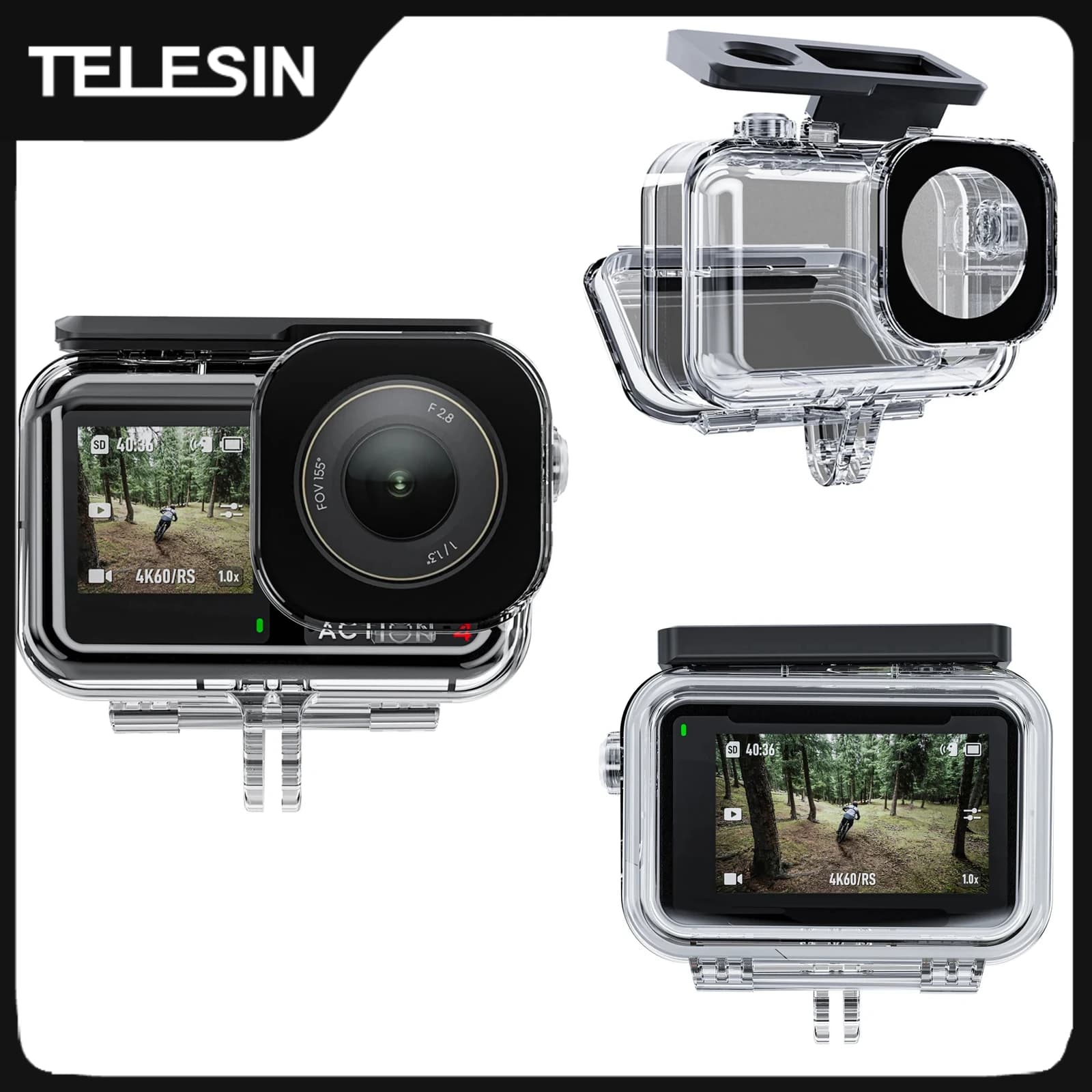 TELESIN 45M Waterproof Housing Case For DJI OSMO Action 3 4 5Pro Underwater Diving Case High Strength Protector Cover