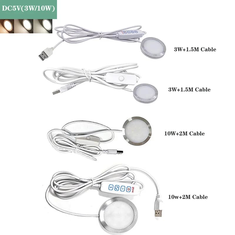 Ultrathin 8mm USB DC5V 3W 10W Dimmable Spotlight Surface Mounted Mini LED Circular Simple Ceiling Light Exhibition Cabinet Lamp