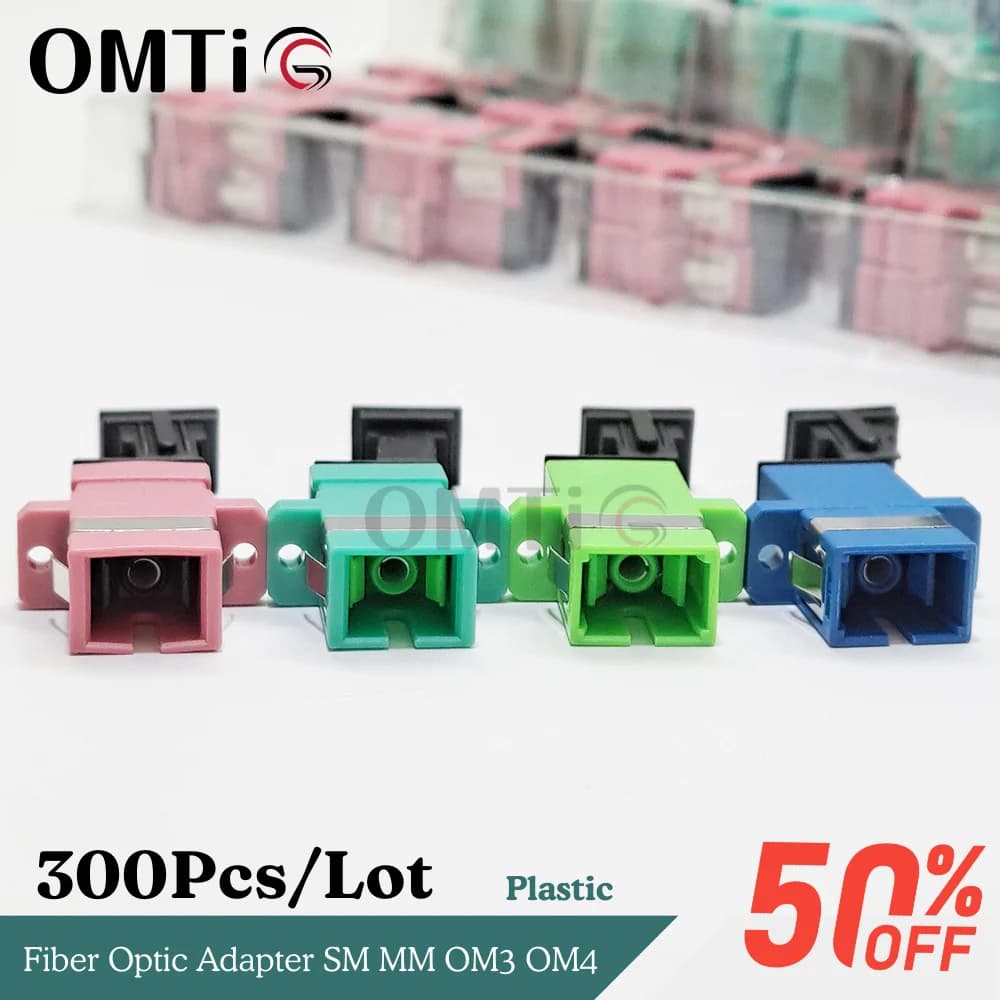 OMTiG 300Pcs/lot Fiber Optic Connector Adapter SC / UPC Flange SM MM OM3 OM4 Simplex SC APC Coupler Wholesale