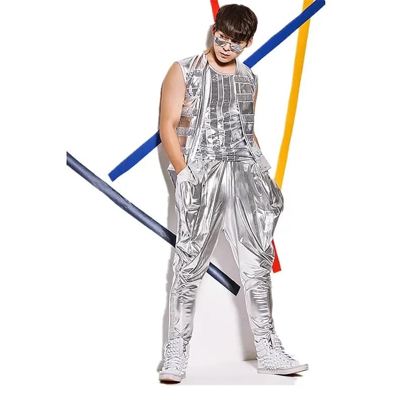 Fashion 3pcs Sets Men Dance Costume Gold/Silver Suit 2024 DS Party Rave Wear Nightclub Outfits Singers Stage outfits Clothes