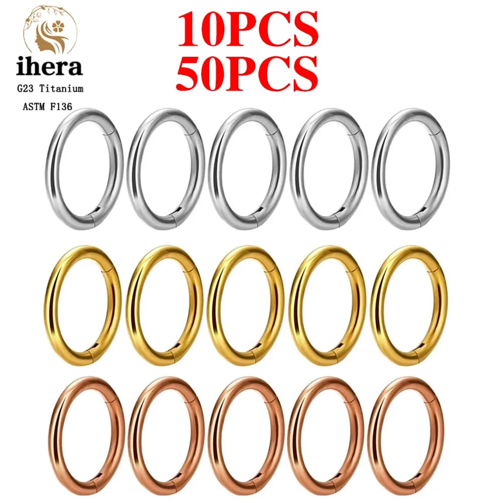 10/50PCS G23 Titanium Nose Ring For Women Piercing Jewelry Round Earring Hoop 16/18/20G Ear Tragus Cartilage Helix Body Jewelry