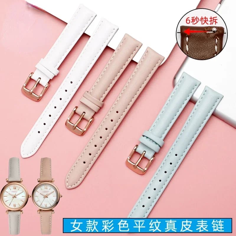 Women's Genuine Leather WatchBands for Casio Fossil Watch Band Folli Follie First Layer Leather Watch Strap 12mm 14mm 16mm